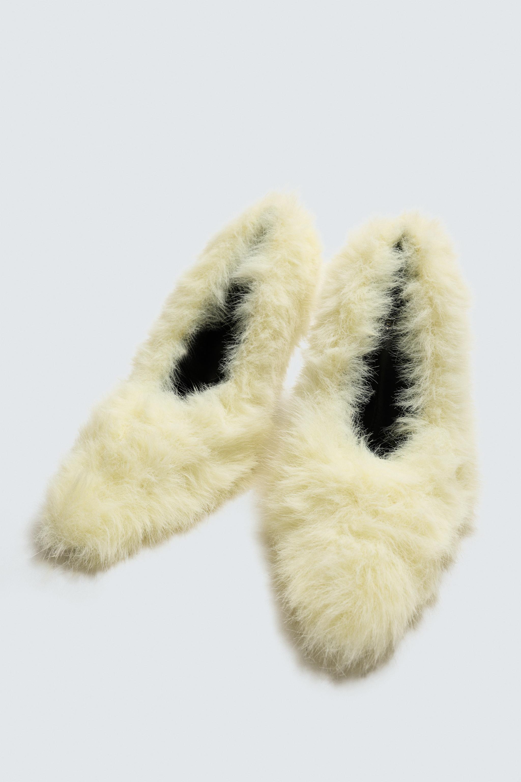 HarryLambertforZara×Disney フェイクファーシューズ FAUX FUR SHOES HARRY LAMBERT FOR ZARA x DISNEY - Cream White