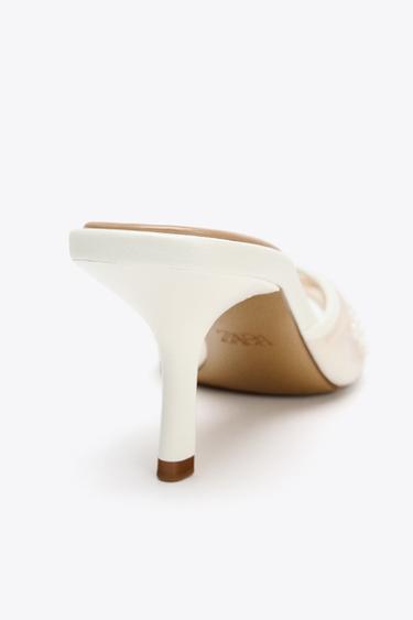 MESH PEARL EMBELLISHED SANDALS - White by Zara - Image 3