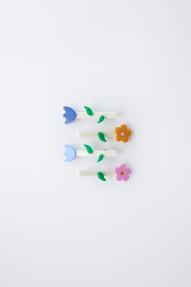FOUR-PACK OF FLOWER GRIPS - Multicoloured by Zara