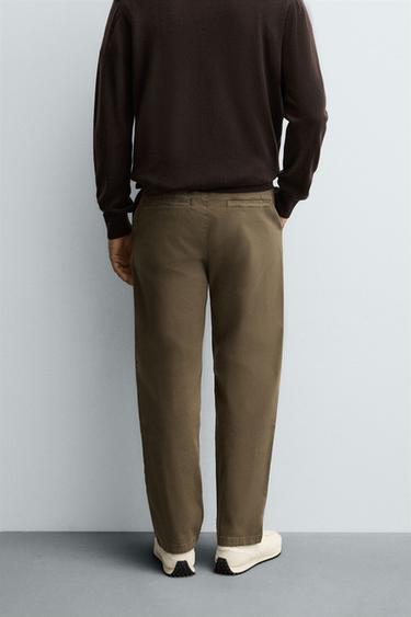 PANTALON STRAIGHT FIT SERGÉ - Kaki foncé de Zara - Image 2