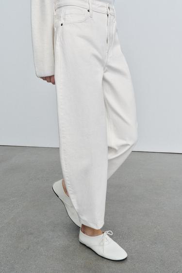 ZW COLLECTION BARREL HIGH-WAIST JEANS - White by Zara