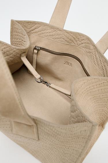 BRAIDED SUEDE SHOPPER - SAND/BROWN by Zara - Image 7