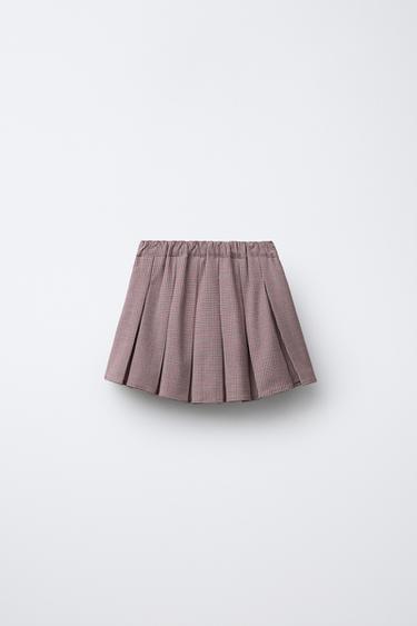 CHECK BERMUDA SKIRT - Burgundy by Zara - Image 1