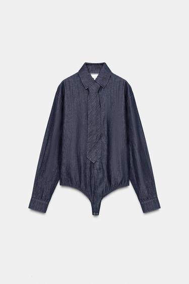 BODY CRAVATE EN JEAN TRF - Indigo foncé de Zara - Image 6