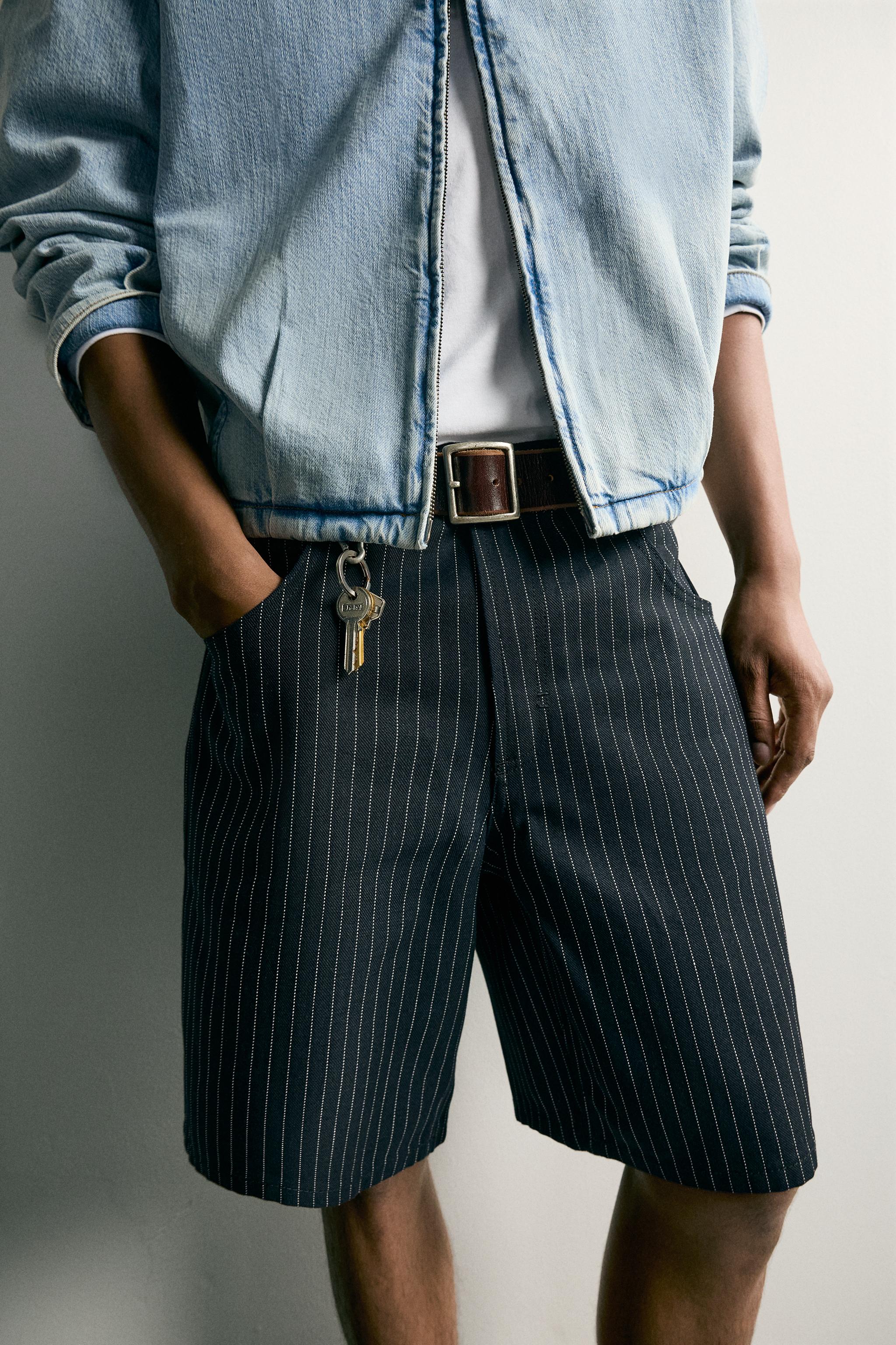 PINSTRIPE BAGGY FIT SHORTS