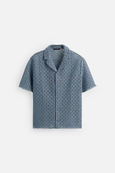 OPEN TEXTURED SHIRT - Light blue by Zara - Image 7