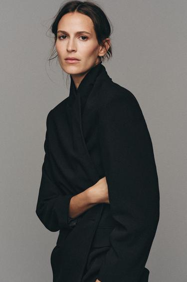 Zara OVERSIZED DOUBLE-BREASTED BLAZER - Black