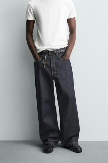 BAGGY JEANS WITH TOPSTITCHING - Indigo by Zara