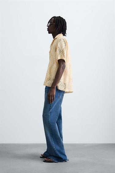 CROCHET TEXTURED SHIRT - Yellow by Zara - Image 3