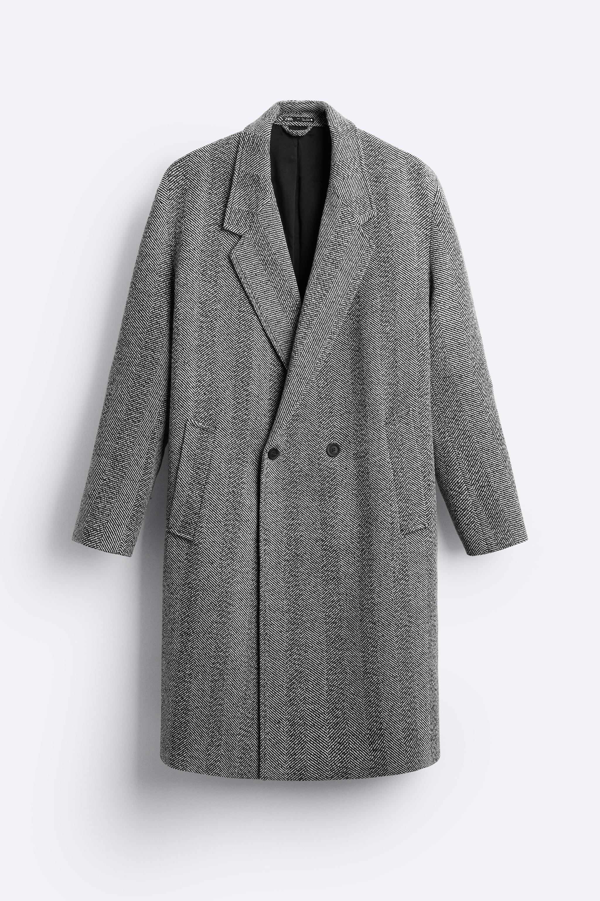 Mens grey coat on sale zara