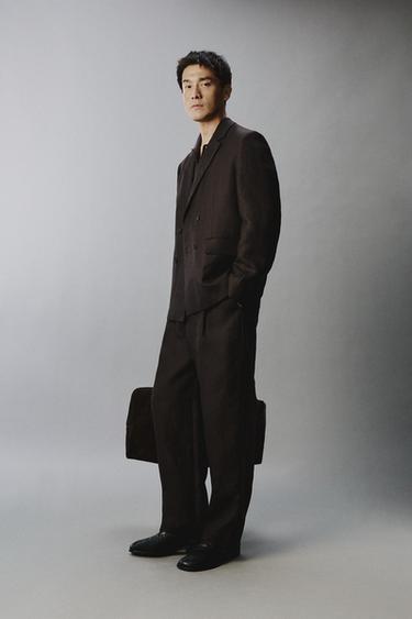 100% LINEN SUIT TROUSERS - Brown by Zara - Image 3