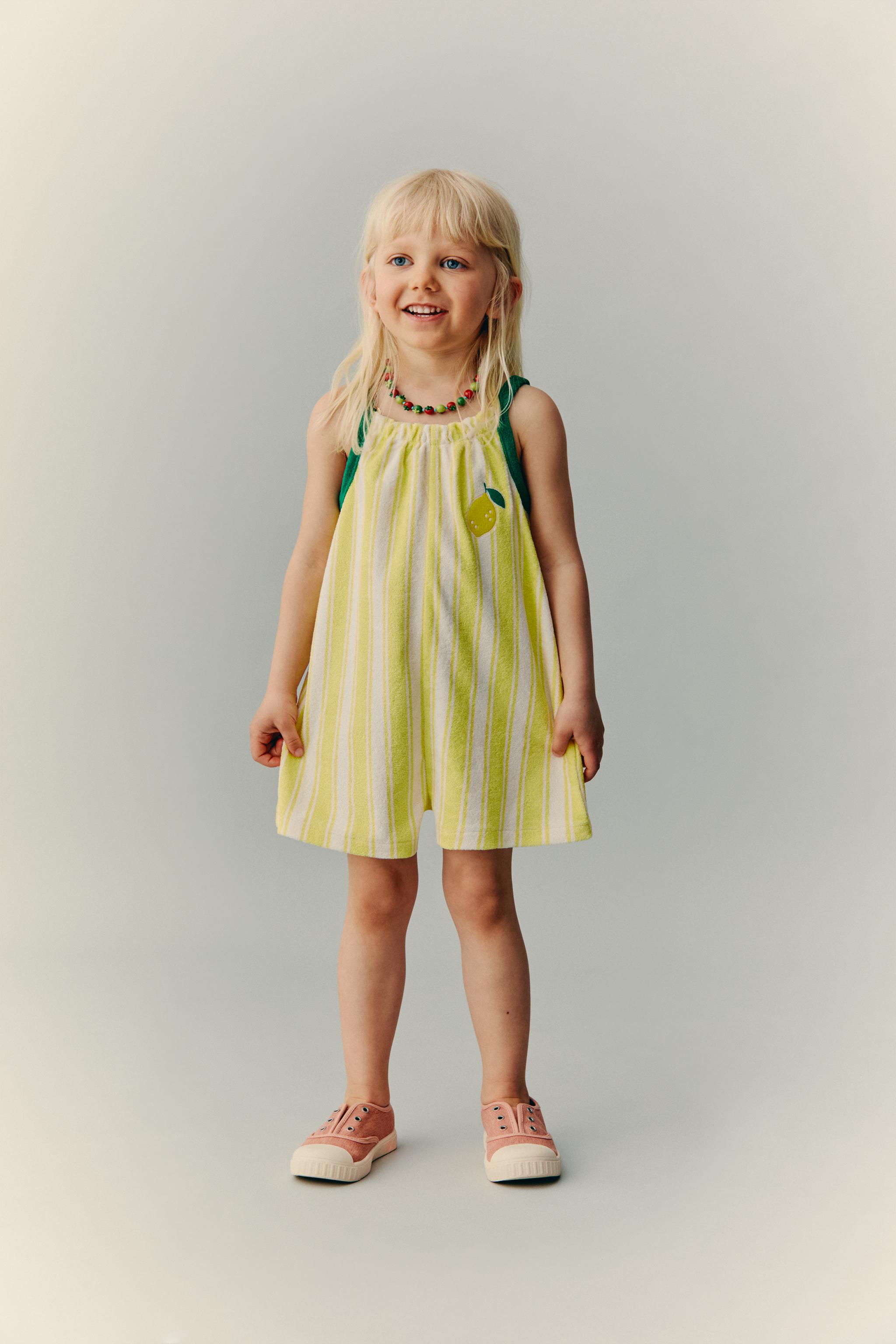 CASA LAWA X ZARA KIDS STRIPED TERRYCLOTH JUMPSUIT - Lemon yellow