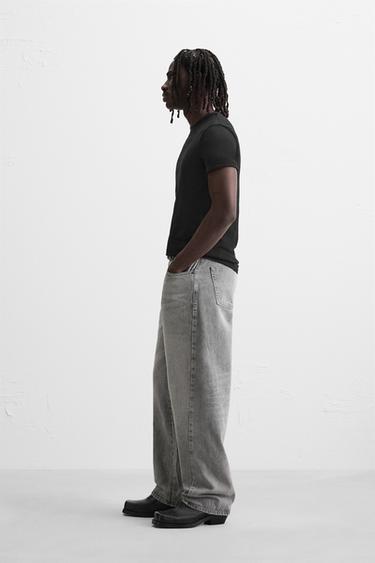 BAGGY JEANS WITH SEAM DETAIL - Grey by Zara - Image 3