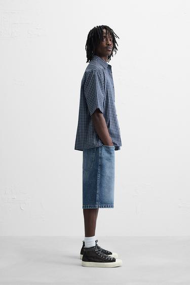 BERMUDA DENIM BAGGY FIT DÉLAVÉ - Bleu moyen de Zara - Image 3