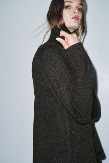 WOOL JUMPER WITH ASYMMETRIC HEM - Dark grey by Zara - Image 4