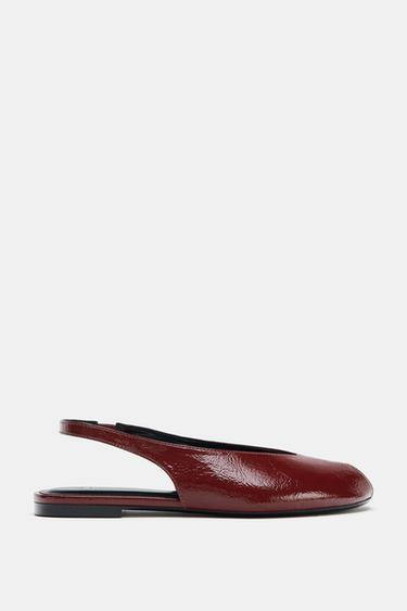 OPEN TOE SLINGBACK SHOES - Burgundy Red by Zara