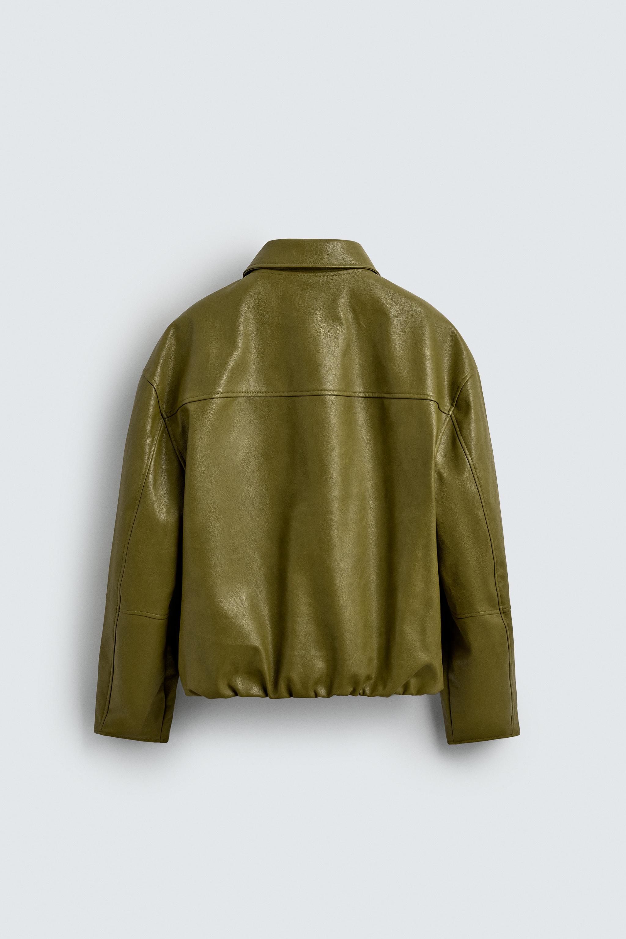 O*様 未着用 Pistachio green nappa leather ja FAUX LEATHER JACKET