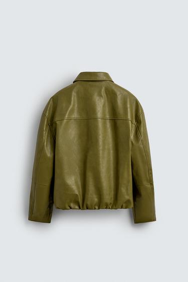 Zara FAUX LEATHER JACKET - Pistachio