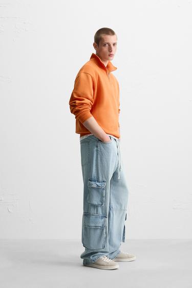 SWEAT COL ZIPPÉ BASIQUE - Orange de Zara - Image 3