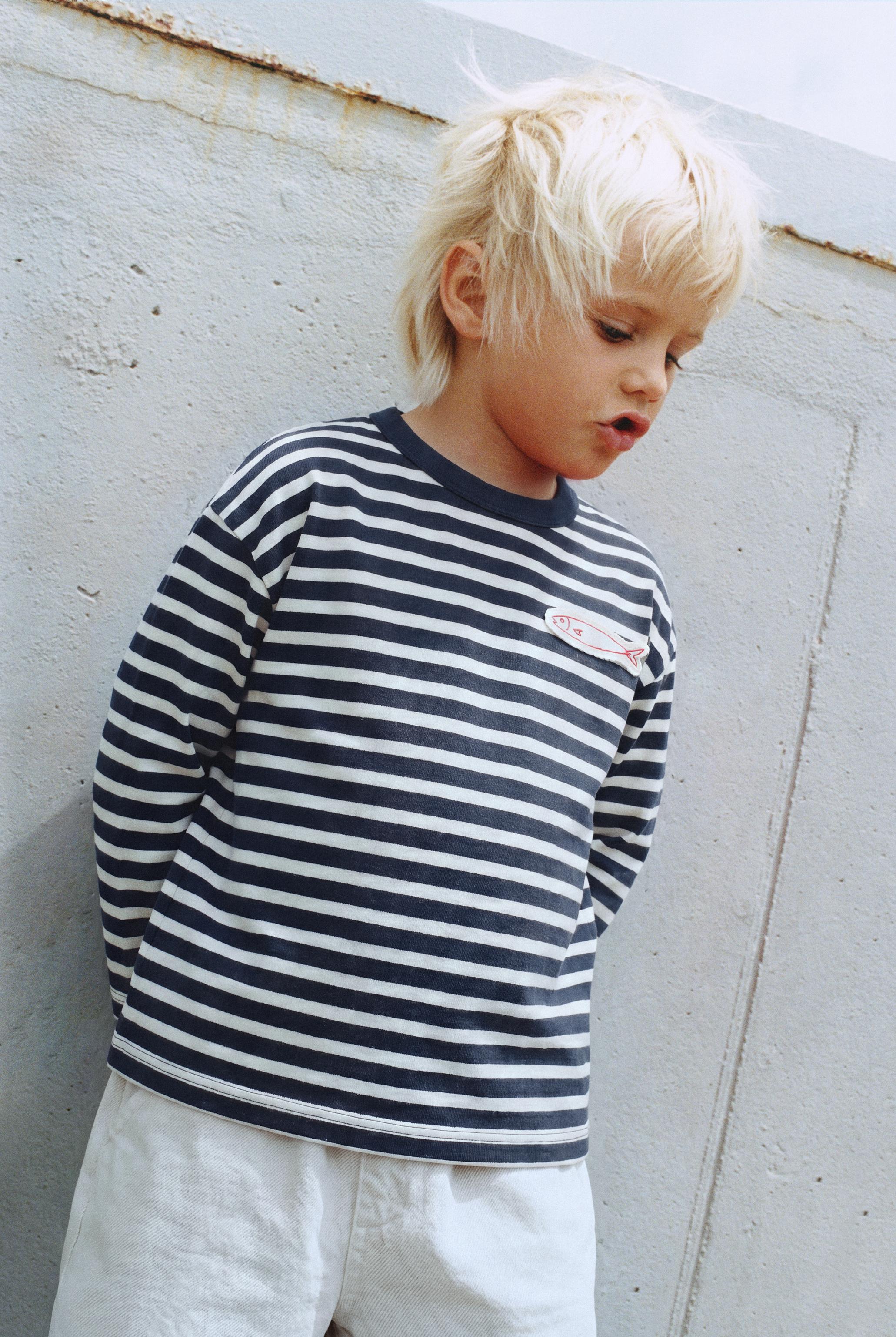 SARDINE STRIPED T-SHIRT — Navy blue