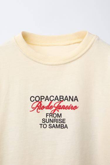 T-SHIRT WITH RAISED SLOGAN - Light yellow by Zara - Image 2