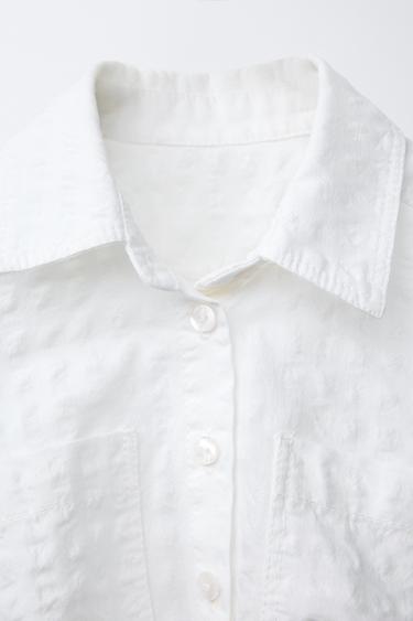 CHEMISE TEXTURÉE AVEC NŒUD - Blanc de Zara - Image 2