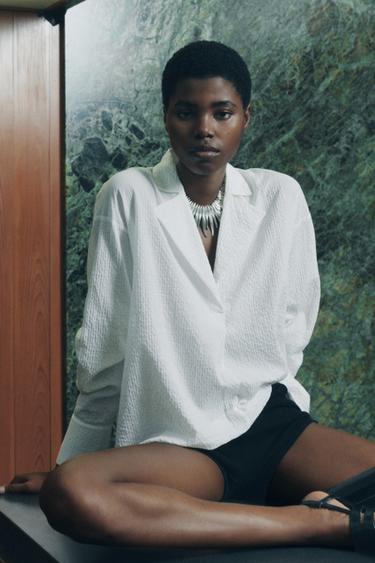 ZW COLLECTION LAPEL COLLAR BLOUSE - Oyster-white by Zara