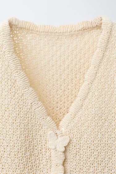 GILET EN MAILLE PAPILLONS - Vanille de Zara - Image 2