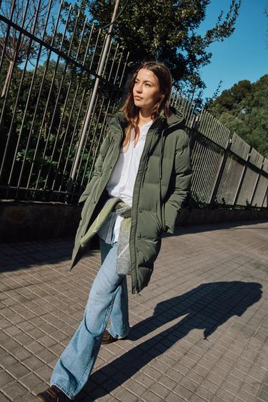 ПОДОВЖЕНИЙ АНОРАК З ПРОГУМОВАНОЇ ТКАНИНИ WINDPROOF - Хакі Zara