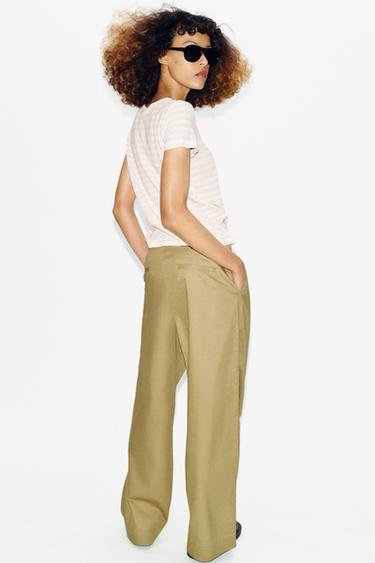 SHORT SLEEVE LINEN BLEND T-SHIRT - striped by Zara - Image 4