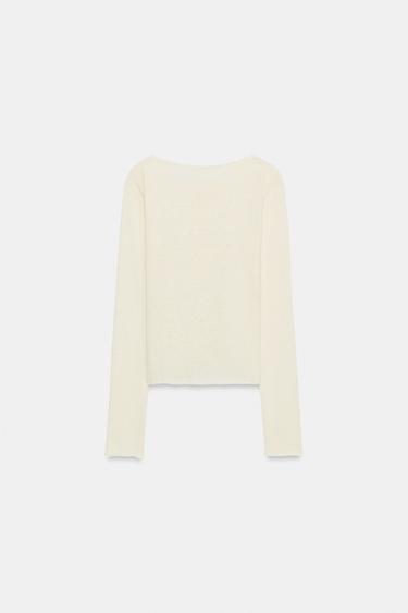 T-SHIRT RUSTIQUE BOUTONS - Écru de Zara - Image 7