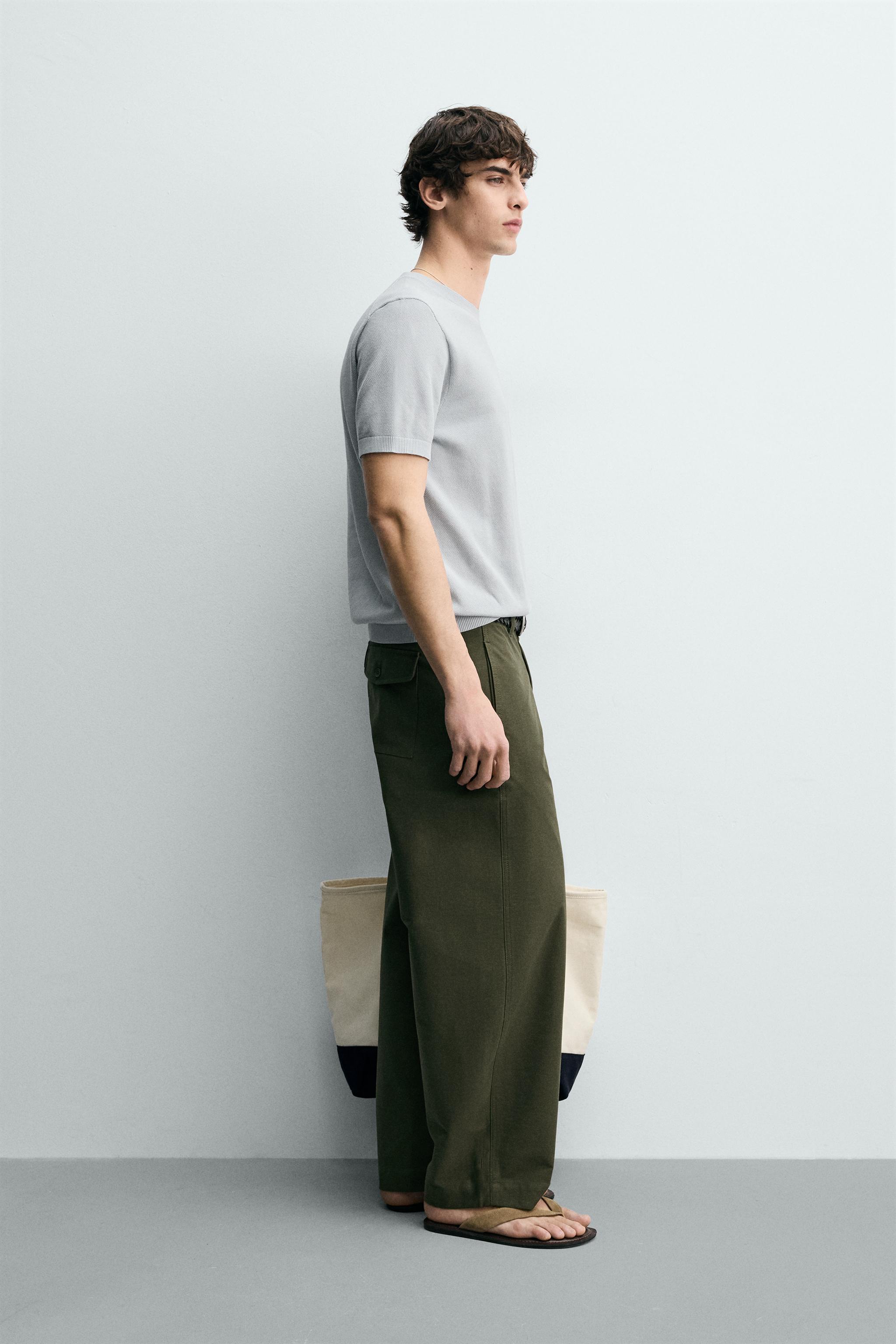Мужские футболки Zara RELAXED FIT KNIT T-SHIRT — фото 4