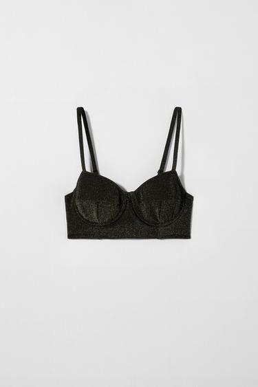 TOP بكيني بلمعة KATE MOSS X ZARA - ذهبي by Zara