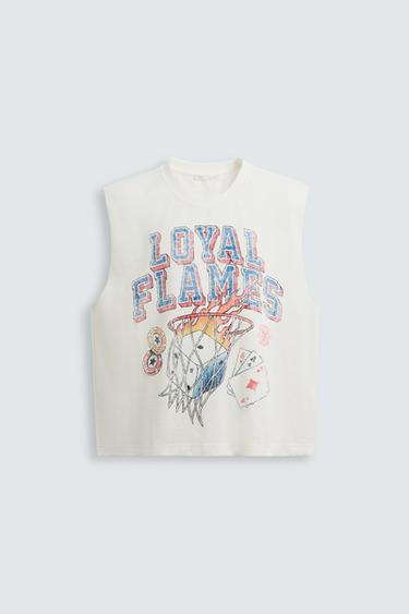 WASHED PRINT T-SHIRT - Oyster-white by Zara