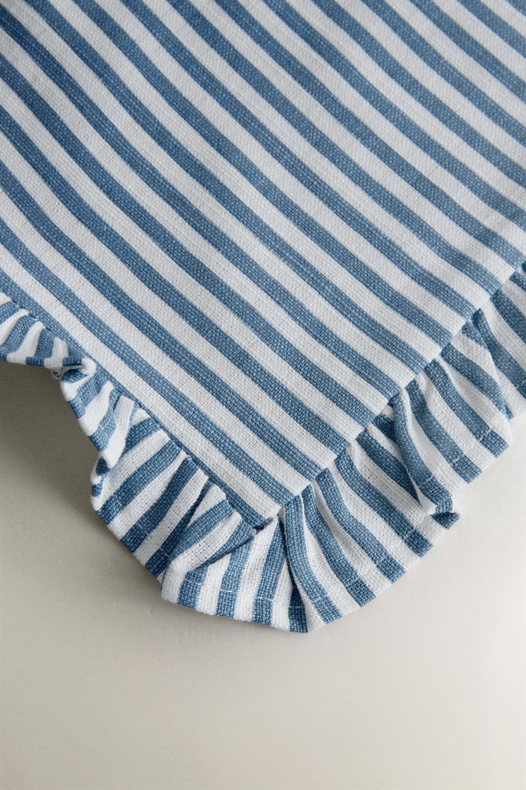 LOT DE 2 SERVIETTES TABLE EN COTON À VOLANT