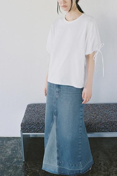 COTTON T-SHIRT WITH TIES - White by Zara - Image 0