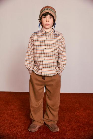 Warmes kariertes Hemd Created by Caramel London x Zara - Beige von Zara