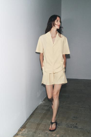 POPLIN SHIRT WITH STITCHING - Ecru by Zara - Image 0