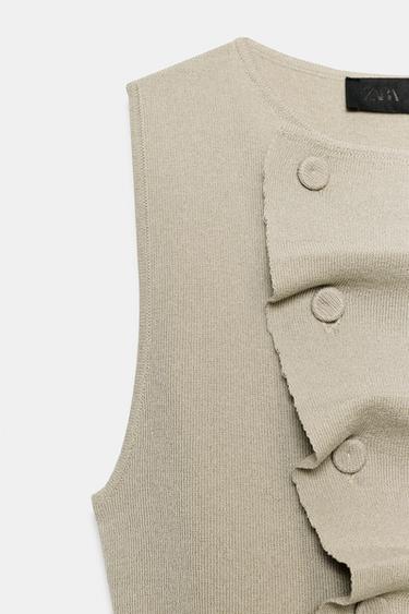 TOP DRAPÉ EN MAILLE - Sable de Zara - Image 6