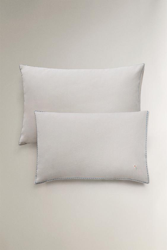 KIDS' FLORAL AND STRIPE PILLOWCASE - رمادي الخاص بـ Zara - صورة 0