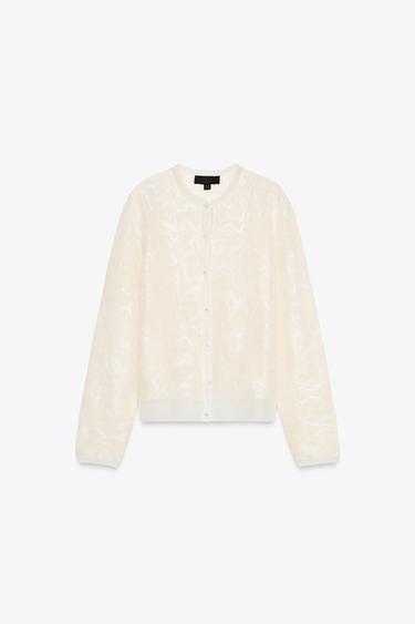 JACQUARD KNIT CARDIGAN - Vanilla by Zara - Image 2