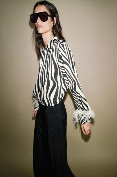 CHEMISE IMPRIMÉ ANIMAL PLUMES - Noir / Écru de Zara - Image 5
