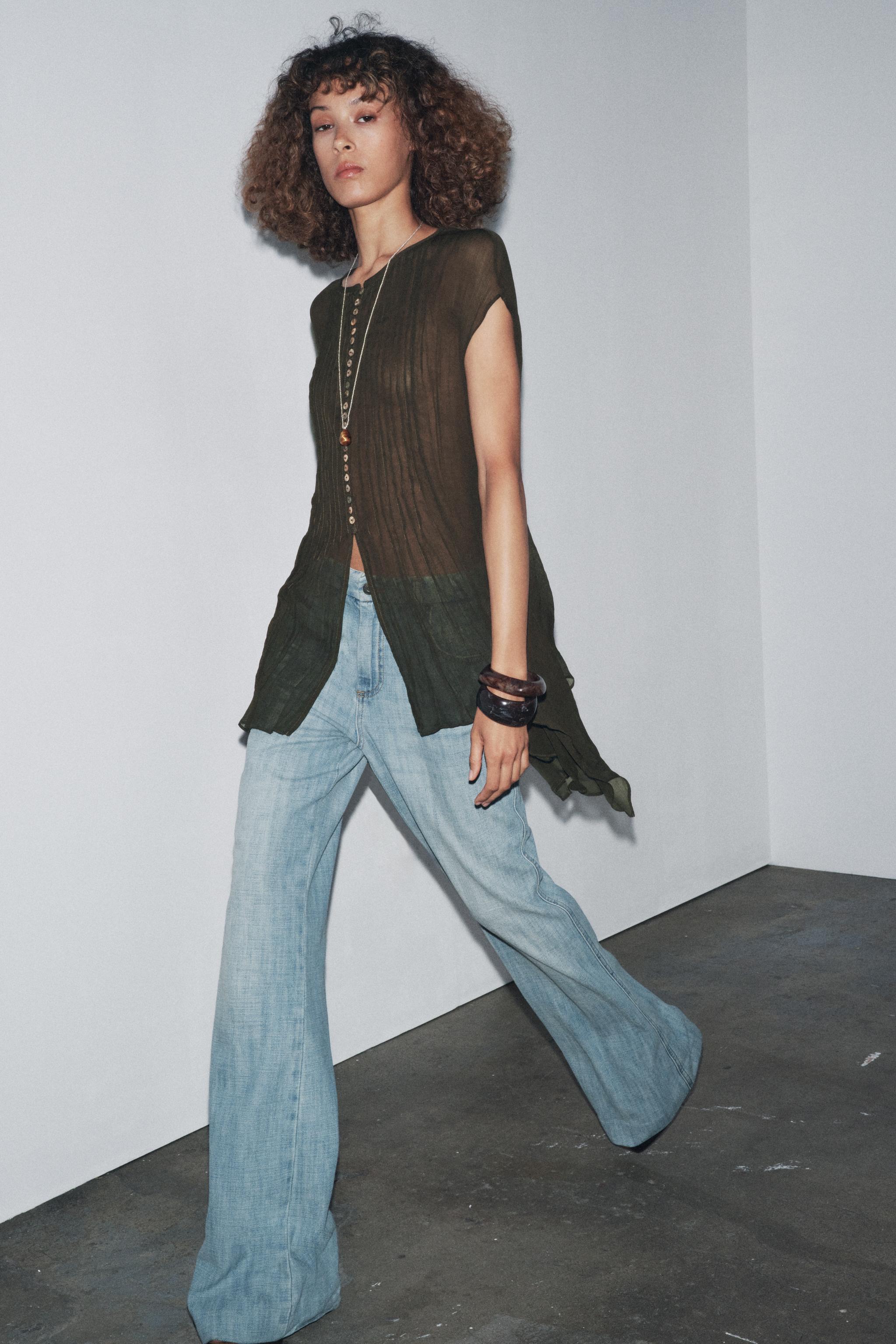 トップス LOUISEARTSWEAT ZW COLLECTION COTTON GAUZE SHIRT - Khaki | ZARA United States