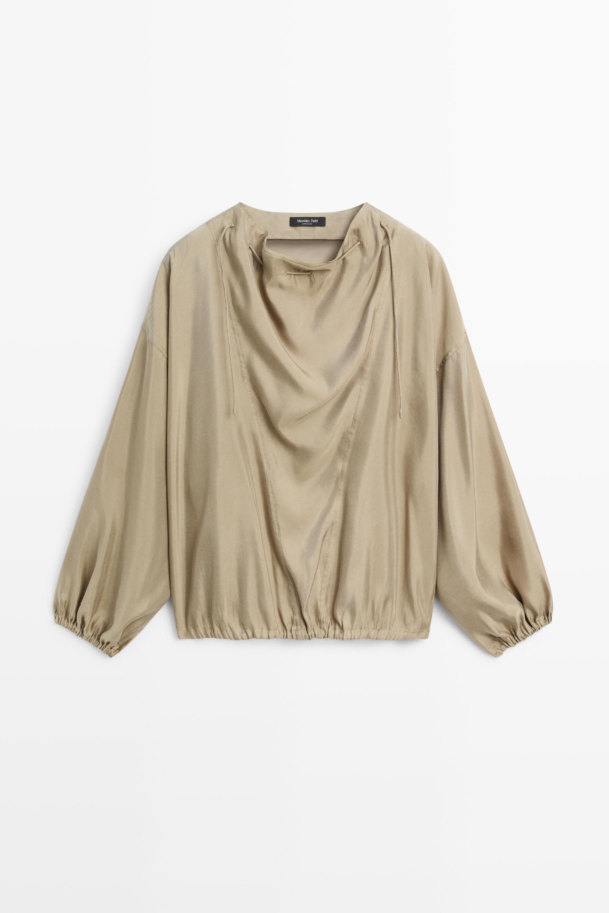 Blouse fluide à cordon au col