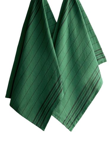 SET OF DYED THREAD TEA TOWELS (SET OF 2) - Green by Zara