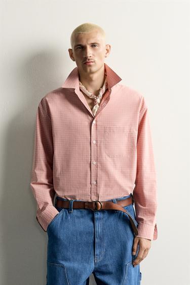 Zara RELAXED FIT POCKET SHIRT - Chalk pink