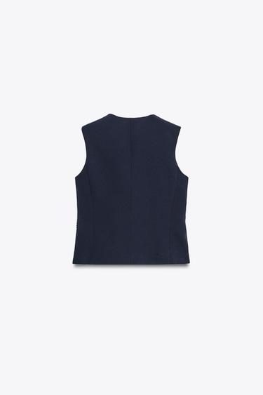 Zara ZW COLLECTION ASYMMETRIC VEST - Navy blue
