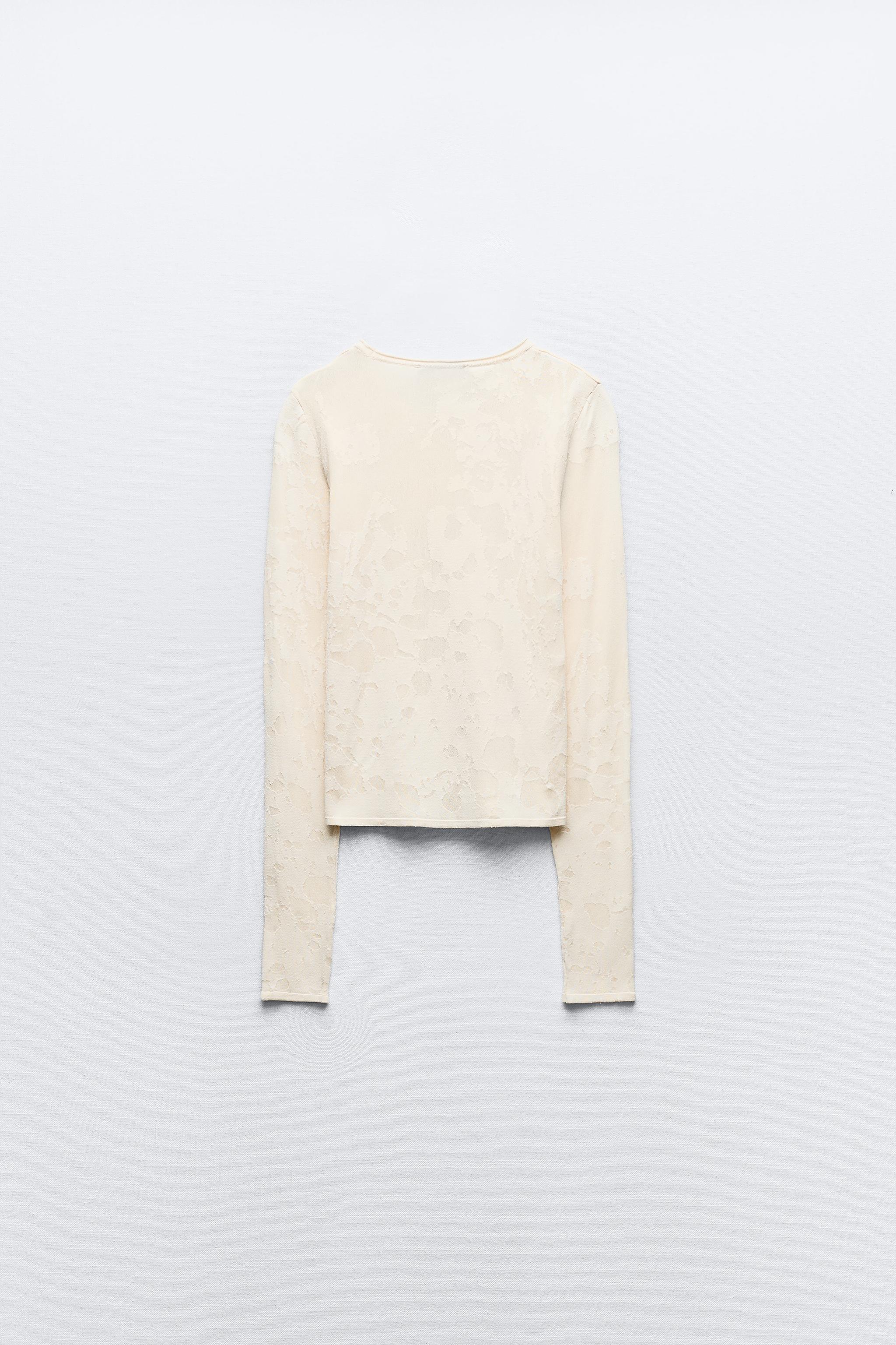 JACQUARD KNIT TOP - Ecru | ZARA Canada