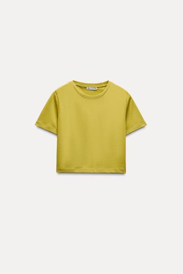 CROPPED STRETCHSHIRT - Olijfgroen van Zara