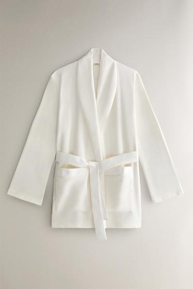 KRÁTKÝ FLEECOVÝ ŽUPAN - Špinavě bílá od Zara